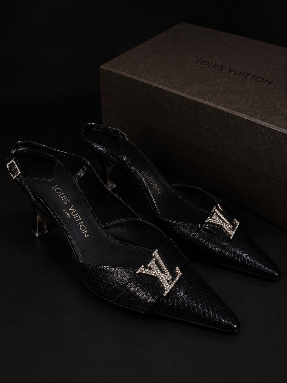 Louis Vuitton Vintage Black Kitten Heel